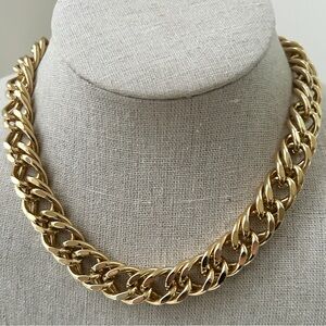 Vintage Erwin Pearl Gold Tone Chunky Chain Link Choker Necklace